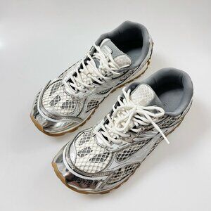 BOTTEGA VENETA Women's White and Silver Sneakers